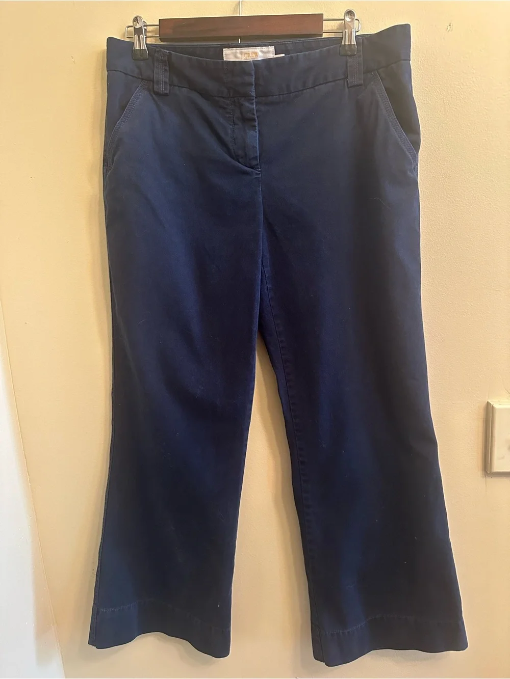 J.Crew Women’s Navy 100% Cotton WIde Leg Chino Pants Size 10S 1050